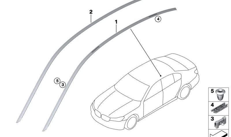 Listón de marco lateral izquierdo para BMW Serie 6 G32, G32N (OEM 51337415677). Original BMW