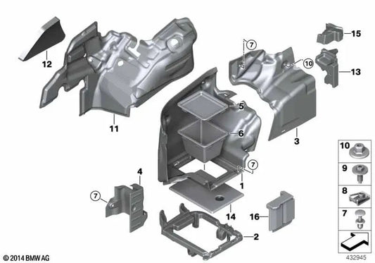 Aislamiento acústico del maletero izquierdo para BMW Serie 4 F33, F83 (OEM 51477284147). Original BMW.