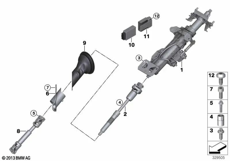 Ajuste eléctrico de columna de dirección para BMW X5 F15, F85, X6 F16, F86 (OEM 32306868391). Original BMW.