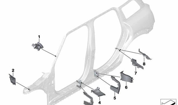 Panel exterior de la columna B derecha OEM 41007409724 para BMW F60 (MINI Countryman). Original BMW.