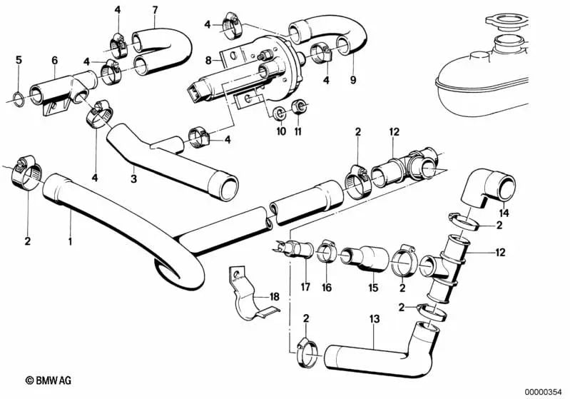 Tubo para BMW E28, E24, E23 (OEM 11531272835). Original BMW