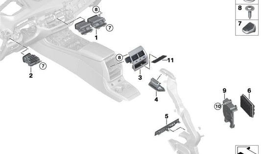 Botón ajustable para BMW X5 F95N, G05N, G18N, X6 F96N, G06N, X7 G07N, XM G09 (OEM 64225A27360). Original BMW