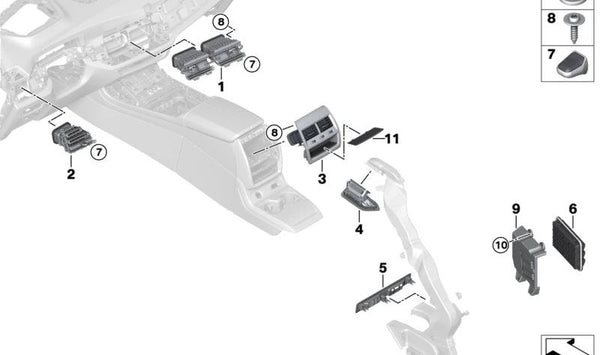 Cubierta del conducto de aire caliente para BMW G07, G07N (OEM 64229890990). Original BMW