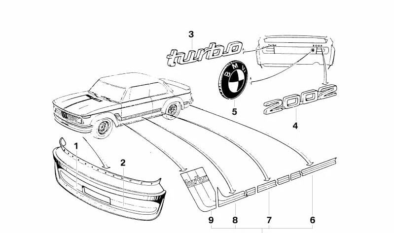 Emblema OEM 51141834966 para BMW Serie 3 (E30) y Serie 5 (E28). Original BMW.