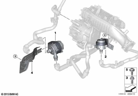 Bomba adicional de refrigerante para BMW F45, F48N, F49, F39 Serie 2, X1, X2 (OEM 11518643397). Original BMW.