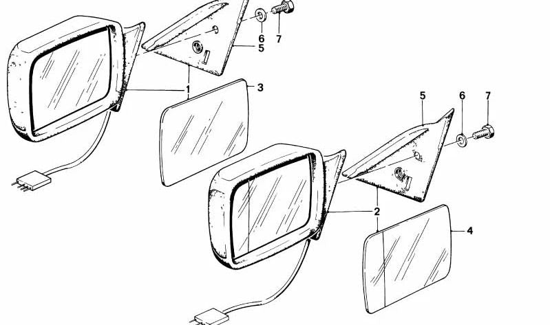 Retrovisor exterior manual izquierdo para BMW Serie 3 E21 (OEM 51161889793). Original BMW.