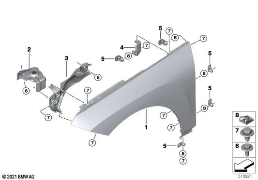 Soporte panel lateral delantero izquierdo para BMW I20 (OEM 41009627301). Original BMW.