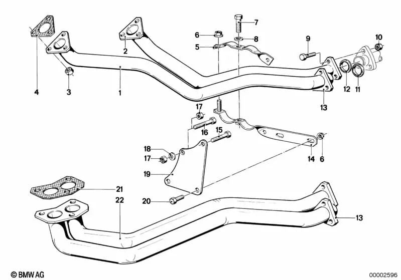 Soporte del sistema de escape para BMW Serie 5 E12 (OEM 18211246580). Original BMW.