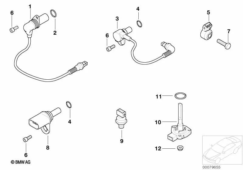 Sensor de detonación para BMW E46, E85, E86 (OEM 12147839167). Original BMW.