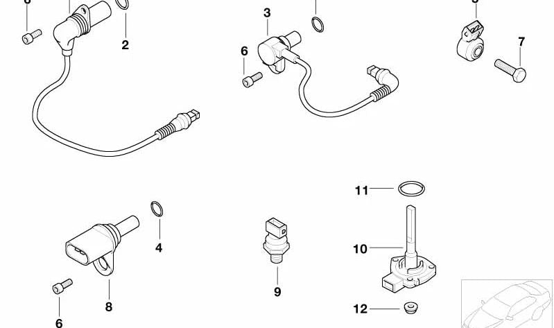 Sensor de RPM (Revoluciones) OEM 12147830789 para BMW E36, E46, Z3, E85, E86. Original BMW.