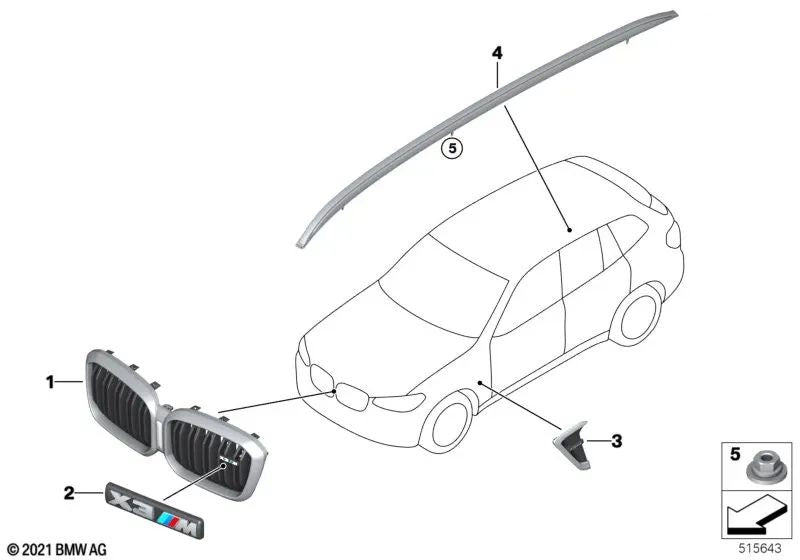 Left air duct blende for BMW F97, F97N (OEM 51138098089). Genuine BMW