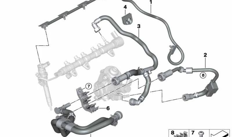 Tubo de combustible OEM 13535A79589 para BMW (Modelos compatibles: G05, X5). Original BMW