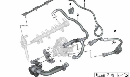 Tubería de combustible (motor) OEM 13535A79569 para BMW G30, G31, G32. Original BMW.