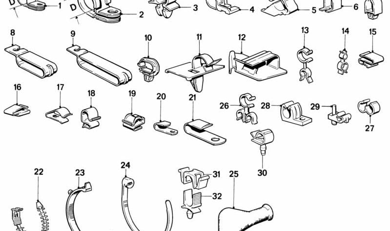 Soporte de cable OEM 12521276153 para BMW E21, E30, E12, E28, E34, E24, E23. Original BMW.