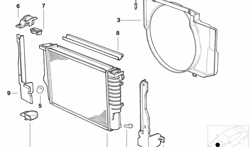 Radiador de refrigerante para BMW Serie 5 E34 (OEM 17112243445). Original BMW