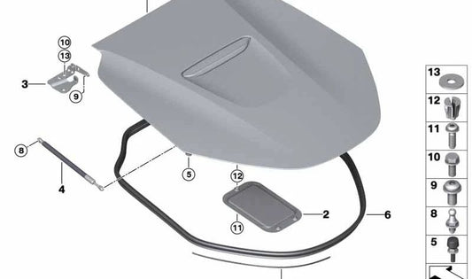 OEM 51247456947 Assorbitore di gas posteriore per la BMW I8 (I15). BMW originale.