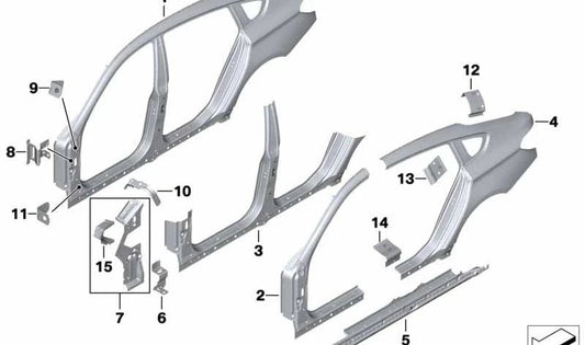 Refuerzo de chapa columna D derecha OEM 41217275610 para BMW F07 (Serie 5 Gran Turismo). Original BMW.