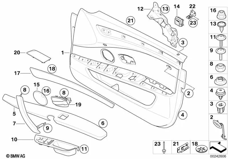 Listón decorativo de aluminio para BMW Serie 5 E60, E61N (OEM 51418044690). Original BMW