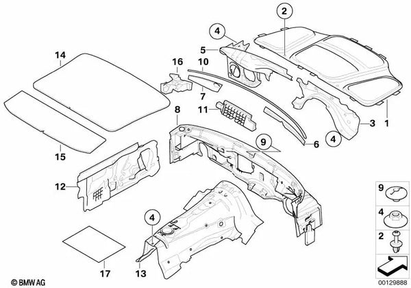 Aislamiento acústico Puerta derecha para BMW Serie 6 E63, E64 (OEM 51487173928). Original BMW