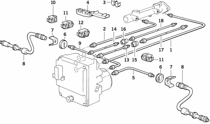 Tubería recubierta de goma para BMW E34 (OEM 34321162346). Original BMW.