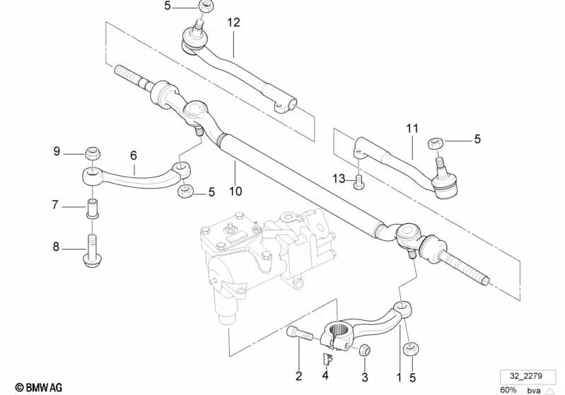 Soporte de goma para BMW E28, E34, E39 Serie 6 E24 Serie 7 E23, E32, E38 Serie 8 E31 (OEM 32211136452). Original BMW.