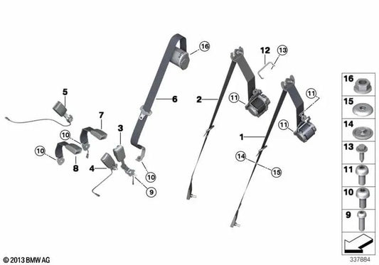 Correa inferior trasera izquierda para BMW X5 F15, F85 (OEM 72117395075). Original BMW