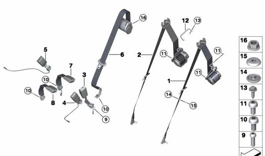 Correa inferior trasera izquierda para BMW F16, F86 (OEM 72117395093). Original BMW