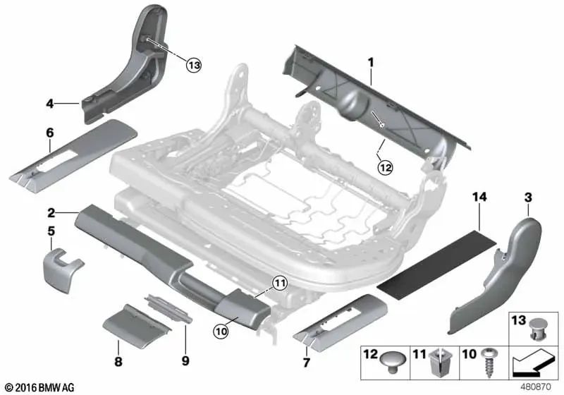 Cubierta de soporte exterior del asiento para BMW E70, F15, F85 (OEM 52207171833). Original BMW.