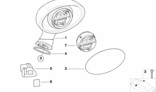 Cristal del espejo convexo para BMW E46, F30, F80 (OEM 51162492932). Original BMW