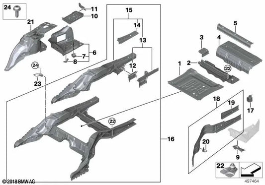 Cubeta para maletero para BMW G11, G11N, G12, G12N (OEM 41007413075). Original BMW.