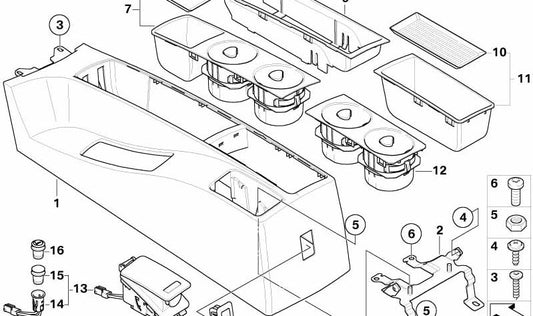 Compartimento para Teléfono Consola Central Delantera para BMW E83, E83N (OEM 51163413105). Original BMW