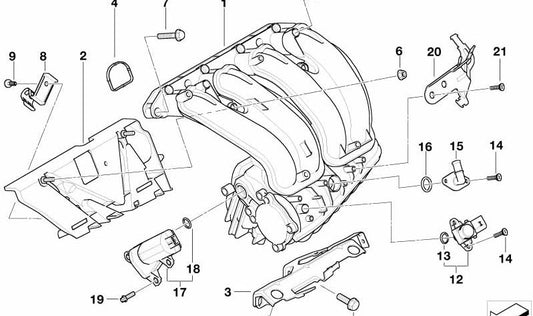 Connecting Elbow for BMW E87, E46, E90, E91, E83, E85 (OEM 11617511384). Original BMW