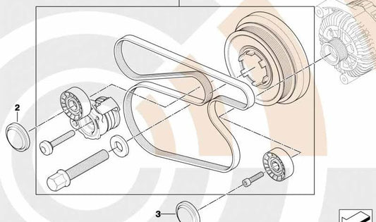 Kit completo de reparación del sistema de correa OEM 11282365967 para BMW E87, E90, E91. Original BMW.