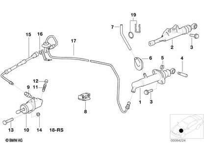 Cilindro receptor del embrague para BMW E34, E39, E38, E31 (OEM 21521161874). Original BMW.