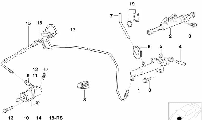 Cilindro Emisor de Embrague para BMW E39, E38 (OEM 21526758828). Original BMW