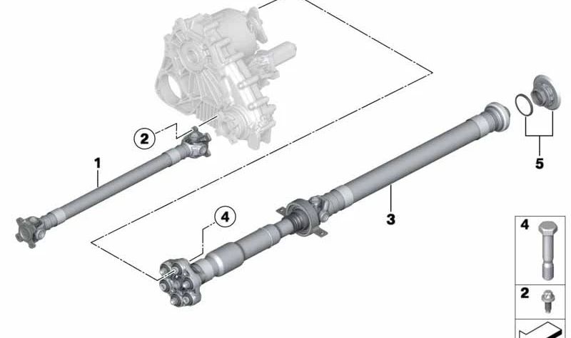 Cardan transmission for Automatic Box OEM 26108605231 for BMW F22, F23, F30, F31, F32, F33, F36. Original BMW.