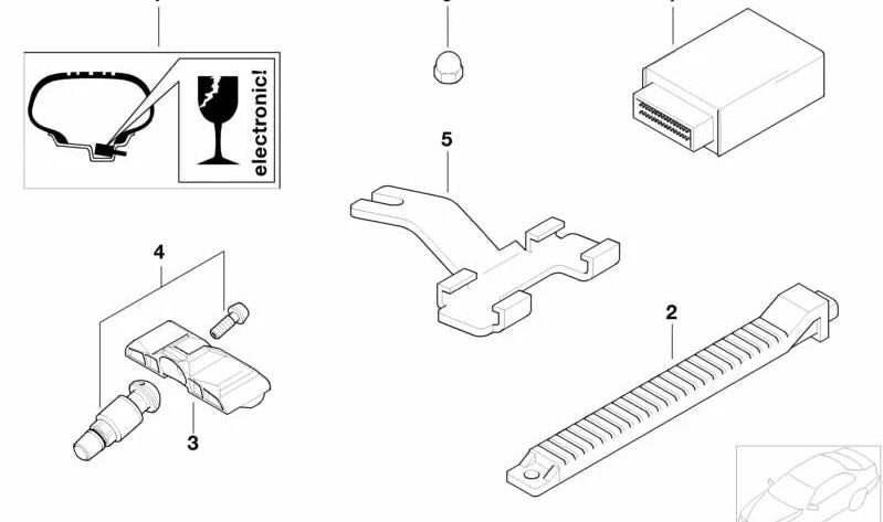 Antenne réceptrice RDC OM 36118378753 pour BMW E46, E39, E38, E65, E66, E53. BMW d'origine