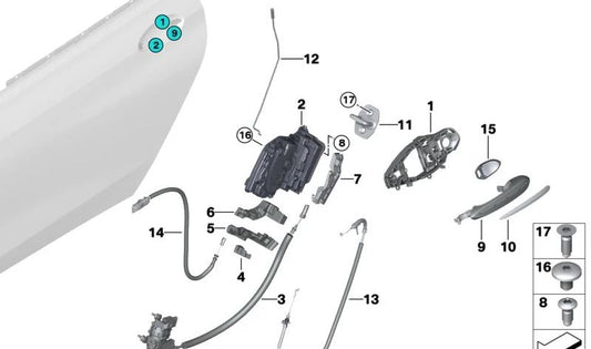 Varilla de activación puerta trasera izquierda OEM 51217382573 para BMW G32. Original BMW.