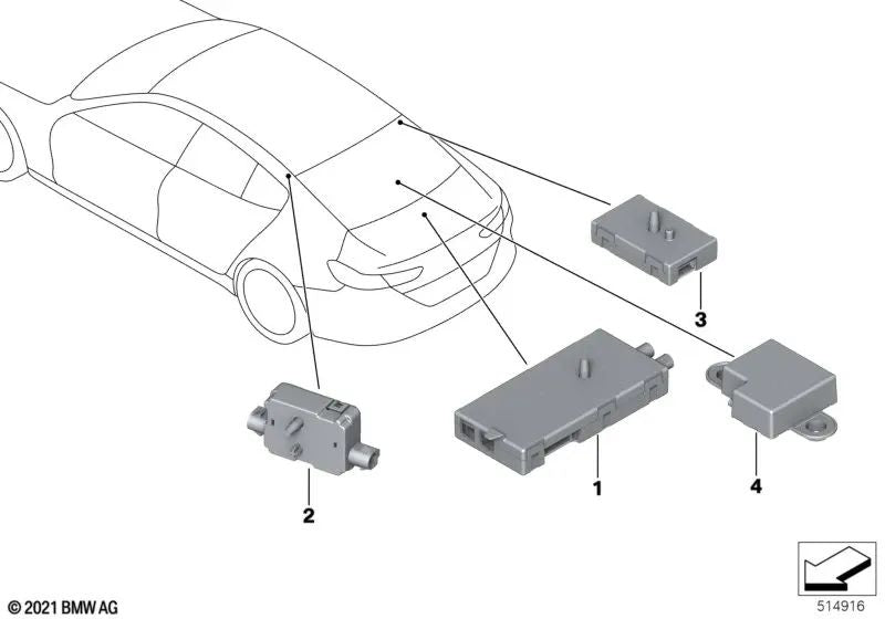 Amplificador de antena para BMW Serie 8 F93, G16 (OEM 65205A67751). Original BMW.