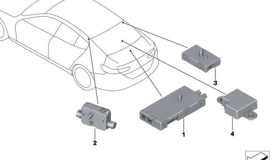 Amplificador de antena OEM 65205A67753 para BMW F93, G16. BMW originais.