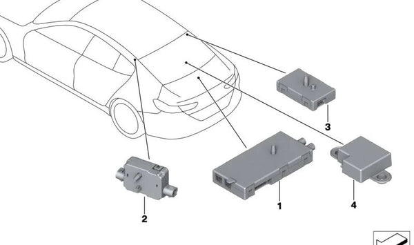 Amplificador de antena OEM 65205A67753 para BMW F93, G16. Original BMW.