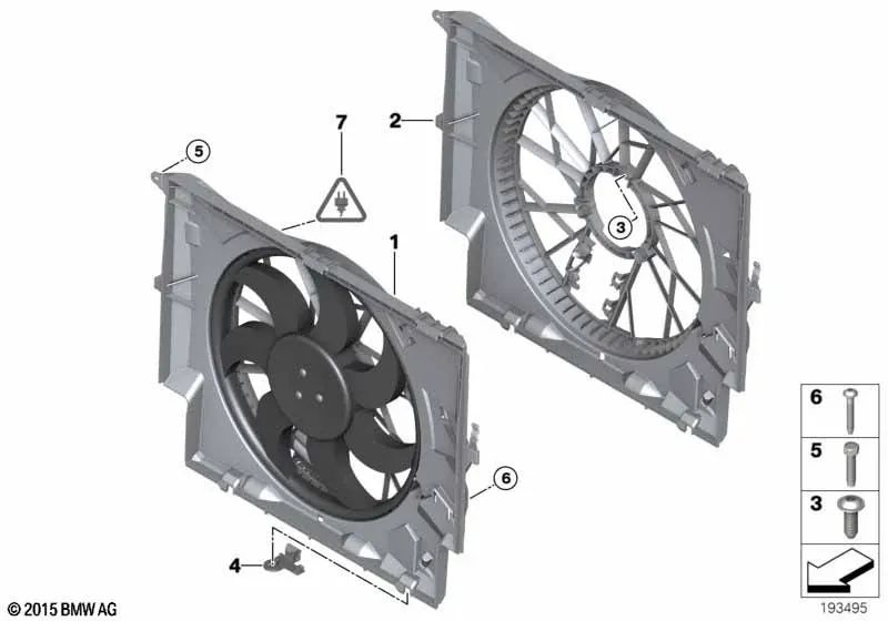 Marco del Ventilador para BMW Serie 1 E81, E82, E87, E88, Serie 3 E90, E91, E92, E93, X1 E84 (OEM 17427794232). Original BMW.