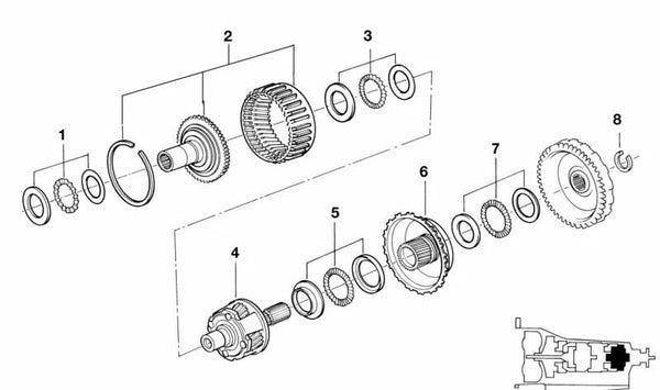 Cojinete AX para BMW E36, E34, E39, E32, E38 (OEM 24221219507). Original BMW.