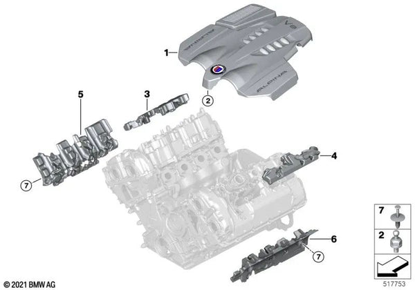 Cubierta Acústica del Cárter del Cilindro para BMW G30, G30N, G31N Serie 5, G11, G11N, G12, G12N Serie 7, G14, G15, G16 Serie 8, G05 X5, G06 X6, G07 X7 (OEM 11149454133). Original BMW