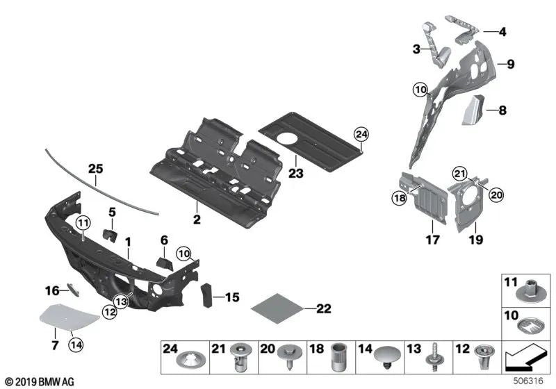 Blechklammer para BMW I01, I01N, I12, I12N, I15 (OEM 07147305426). Original BMW