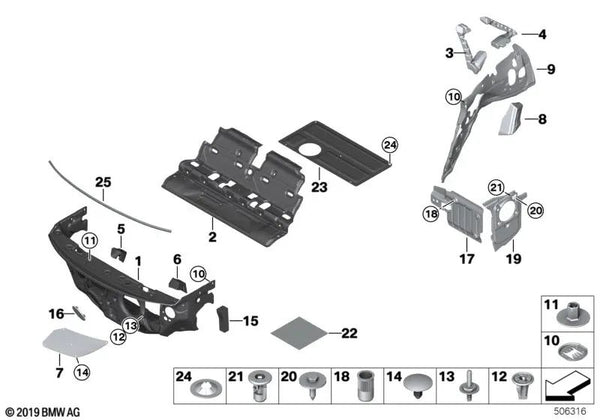 Aislamiento acústico del suelo trasero para BMW I01, I01N (OEM 51487272378). Original BMW