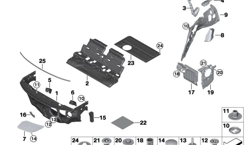 Tampa de proteção do motor OEM 51717351810 para BMW i3 (I01). BMW originais.