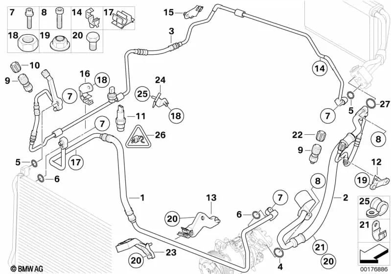 Tubo de Succión Evaporador-Compresor para BMW Serie 1 E81, E87, E87N (OEM 64539209743). Original BMW