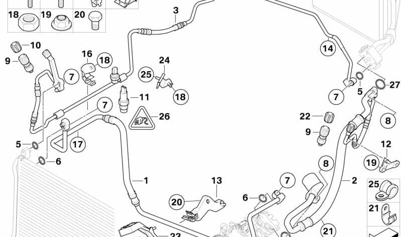 Soporte de Conexión de Llenado para BMW Serie 1 E81, E82, E87, E88, Serie 3 E90, E91, E92, E93, X1 E84 (OEM 64536951642). Original BMW