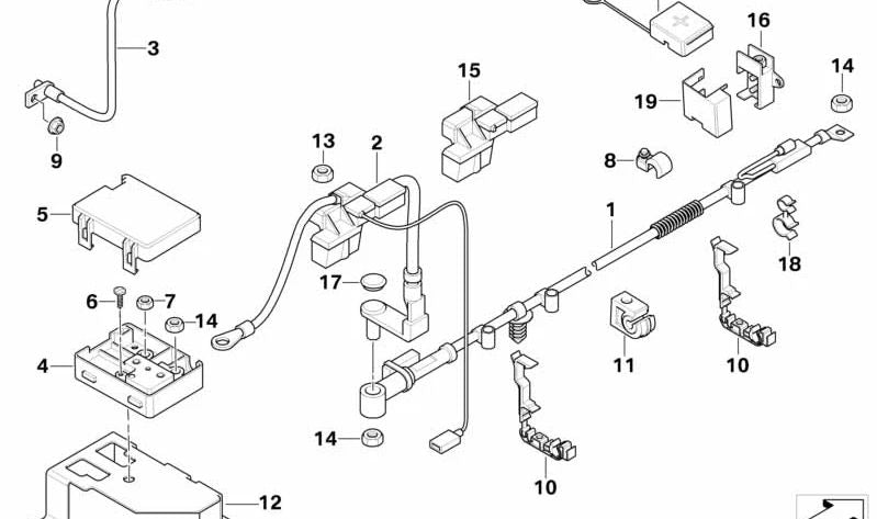 Cable de batería positivo OEM 61127841175 para BMW E85, E86. Original BMW.